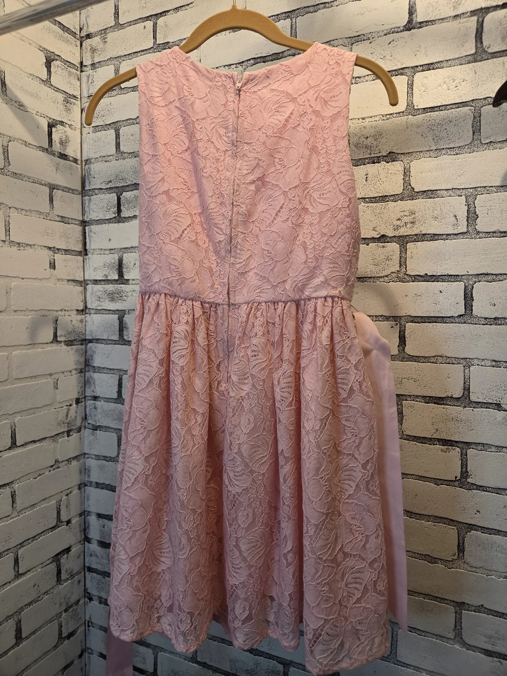 Girls Pink Lace Party Dress with Satin Sash
